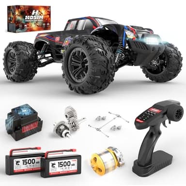 Hosim 1:10 Voiture Télécommandée sans Balais Vitesse 62+km/h RC Auto Tout-Terrain 4WD RC SUV de Qualité Hobby pour Adultes et Enfants (X16)