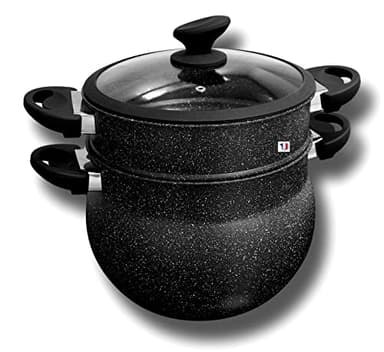 Cflagrant® Couscoussier/Cuit Vapeur Tous Feux Dont Induction Façon Pierre avec Joint D'étanchéité Silicone Cuisson sans Matière Grasse (6 litres 4/6 Personnes)