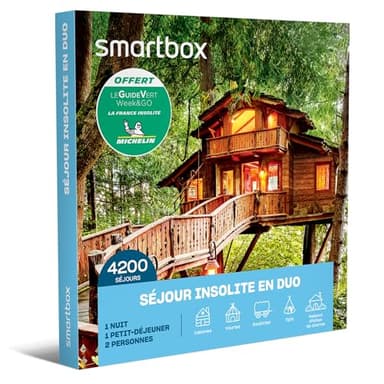 Smartbox - Coffret Cadeau Couple - Séjours Insolite en Duo Michelin - idée Cadeau - 1 Nuit avec Petit-déjeuner et Guide Vert Michelin pour 2 Personnes
