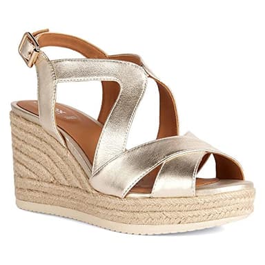 Geox Femme D Ponza Espadrille Wedge Sandales, Doré, 38 EU