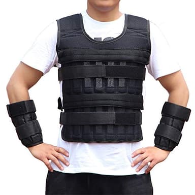 Hyunlai Gilet de transport lesté pour homme et femme – Peut supporter jusqu'à 20 kg de plaques d'acier (plaques/sable non incluses), veste lestée réglable, gilet d'entraînement respirant pour course à