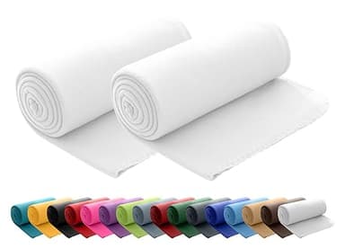 wometo Lot de 2 couvertures Polaires oekoTex 130x160 cm env. 400g avec Anti-Boulochage et Bord ourlé Blanc