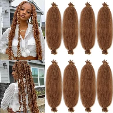 Xtrend - Lot de 8 paquets de cheveux afro torsadés pré-séparés pour fausses dreadlocks - Cheveux synthétiques - Blond miel - 61 cm - 27#