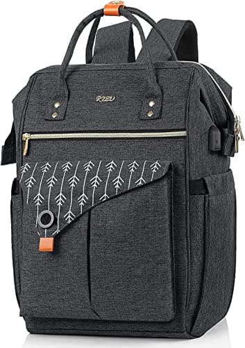 RJEU Sac à Dos Femme, Sac à Dos Ordinateur Portable 15,6 Pouces Avec Port de Chargement USB, Sac a Dos Pour Collège, école, Travail, Voyage
