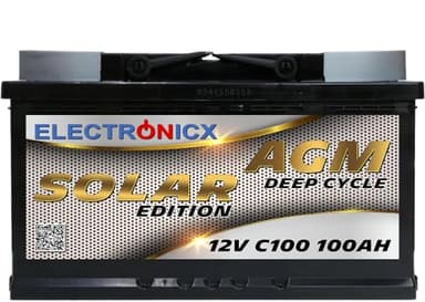 Batterie Solaire AGM 100Ah – Édition Solaire, Camping-Car Batterie Décharge Lente, Compatible 12V, pour Panneau Solaire et Voiture Électrique 100 Ah.