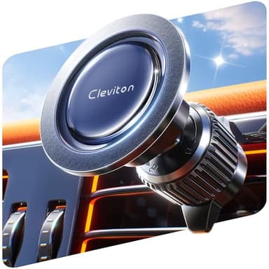 Cleviton Support Telephone Voiture pour Magsafe, 2.14 kg Magnétisme Fort (22X N55), Support Telephone Voiture Magnetique, Aération, Aimanté pour iPhone 16/15/14/13/12 Série, Crochets 7e Gén, Noir