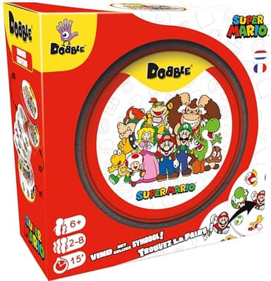 Asmodee - DOBBLE : Super Mario - Jeu de Société de Rapidité et d'Observation - Jeux de Cartes Familial - Jeux Enfants dès 6 Ans - Boite Métal - 15 Min - 2 à 8 Joueurs - Multilingue - Zygomatic