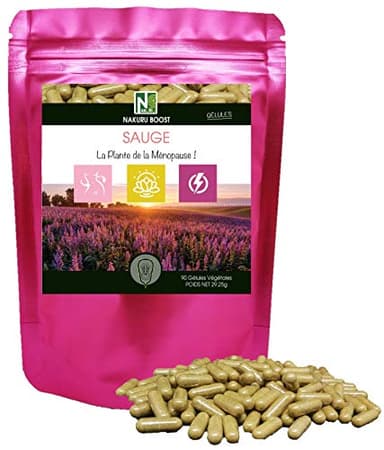 NAKURU | Sauge | Gamme Boost | Fabriqué en France | "La Plante de la Ménopause !" | (90 Gélules de 325mg / Poids Net: 29,25g)