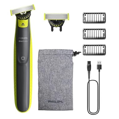 Philips OneBlade 360 Authentique Tondeuse et rasoir à barbe électrique, 2x 360 lames, 3x peignes à barbe (1,3,5mm), QP2724/31