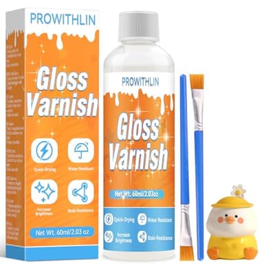 prowithlin Vernis Argile Autodurcissante et Brillant - Autodurcissant, Imperméable, Anti-fissures, pour Céramique, Bois, 60ml*1 Avec 2 Pinceaux