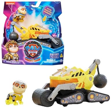 Paw Patrol - Pat Patrouille - Véhicule + Figurine Ruben du Film - Voiture Figurine À Collectionner - Sons Lumières - Pat Patrouille Jouet - Voiture pour Enfant 3 Ans et +