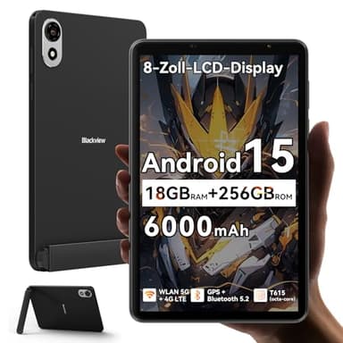 Blackview ZENO 1 8 Pouces Tablette Android 15 90Hz 800x1280 - Ultra Léger&Compact Gaming, T615 8 Cœurs Puce AI, 18GB RAM+256GB ROM(2TB TF)/4G LTE+WiFi 5G/Face ID/6000mAh/8MP+8MP/Widevine L1/BT5.2/GMS