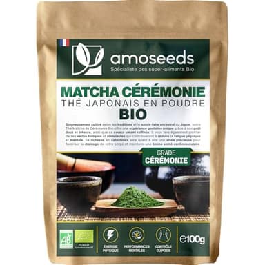Thé Matcha Bio Japonais 100G | Qualité Cérémoniale Premium | Région de Shizuoka - Japon | Sans amertume