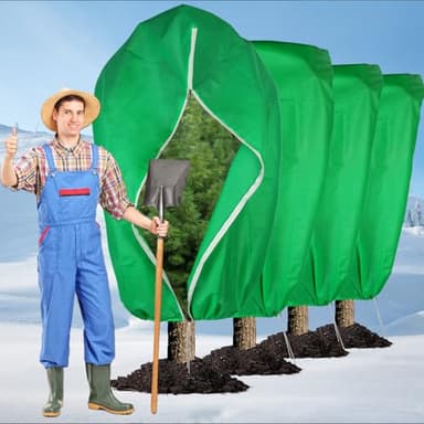 NONMON 4 Pièces Voile d'hivernage Plantes 120x180 cm Housse Bâche Protection Non Tissée 80 g/m² avec Cordon Serrage et Fermeture Éclair pour Jardin Exterieur Plantes Arbustes Arbres Vegetaux