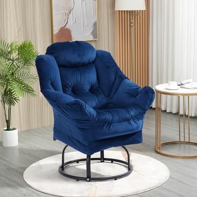 TinFrey Fauteuil Tournant 360° - Fauteuil Relax XXL en Similicuir Souple avec Piètement Acier, 227 kg Capacité (500 lbs), Montage Facile, Chaise de Bureau/Salon/Lecture, Design Moderne et Confortable