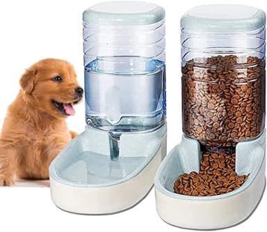Edipets, Distributeur Croquettes Chat, Chien, Automatique, 2 Unités, 3.8 L, Gamelle à Nourriture et à Eau pour Animaux de Compagnie (Gris)