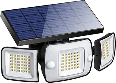 intelamp Lampe Solaire Exterieur 6000mAh Lumière Solaire Extérieure avec Détecteur de Mouvement 1200LM IP65 Eclairage Exerieur Solaire Projecteur LED de Sécurité éclairage mural d'extérieur (1 unité)