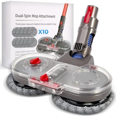 Tête de Vadrouille Électrique pour Dyson V7/V8/V10/V11/V15 | Serpillière avec Réservoir d'eau Amovible et 10 Lingettes Lavables | Compatible Aspirateur Dyson