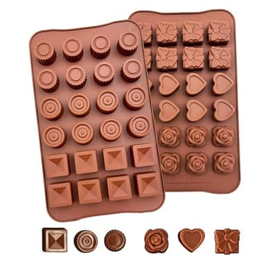 LightBeacon 2 Pièces Moule a Chocolat en Silicone, Moules à Truffe, Moule Silicone Patisserie Alimentaire, 24 Cavités, Moule Chocolat Anti-adhésif, pour Gelée, Bonbons, Glaçons, Gâteaux