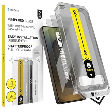 Deppa | Lot de 2 | pour Samsung S25 Ultra (6.9') Verre Trempé avec Kit de pose facile | Anti-Poussière & Anti-Bulles | Résistant aux Chocs | Couverture Complète |