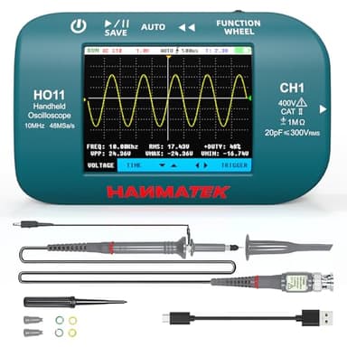 MINI Oscilloscope HANMATEK HO11 Oscilloscope Numérique - Bande Passante 10MHz, échantillonnage Haute Précision 48MSa/s, écran TFT 2.8 Pouce, Rechargeable Par USB, Adapté au Travail Sur le Terrain