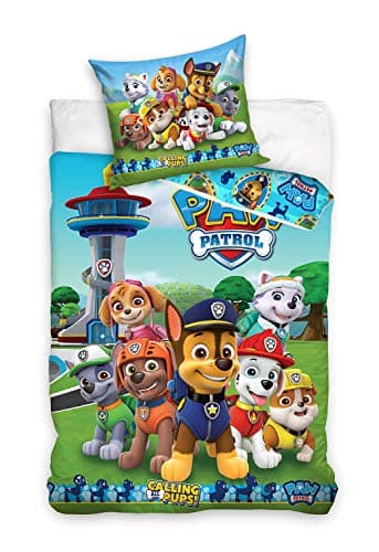 Parure de lit Pat Patrouille Calling All Pups - Housse de Couette 140x200 cm + Taie d'oreiller 65x65 cm