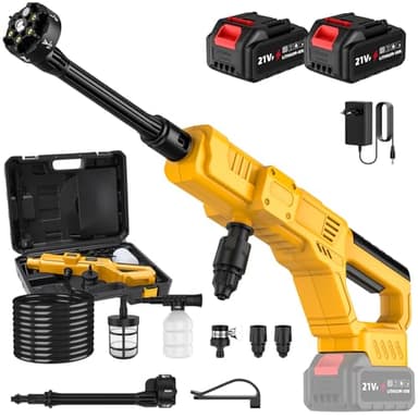 Nettoyeur Haute Pression sans Fil, Nettoyeur Haute Pression sur Batterie 50Bar avec 2×3Ah Batteries et Buse 6-en-1, Tuyau de 5 m, pour Jardin et Nettoyage Extérieur (2)