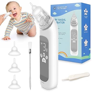 Mouché Bébé Électrique, MYPIN Aspirateur Nasal Électrique pour Bébé Avec 3 Buses en Silicone, Niveau d'aspiration Réglable, Nettoyeur de Nez pour Bébé avec Fonction Apaisante Musique et Lumière