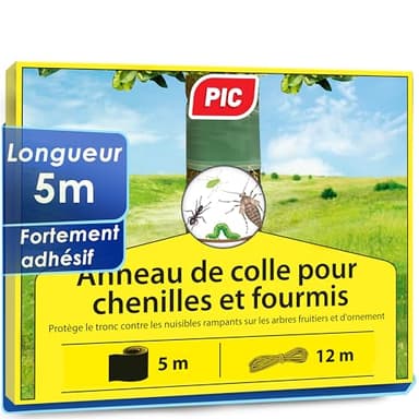 PIC Bande Glue Arbre Fruitier- 5 mètres Glue Arboricole, Anneau de Colle Efficace Contre Les chenilles, Fourmis et Autres Insectes nuisibles, Convient pour Environ 11 Arbres (circonférence 45 cm)