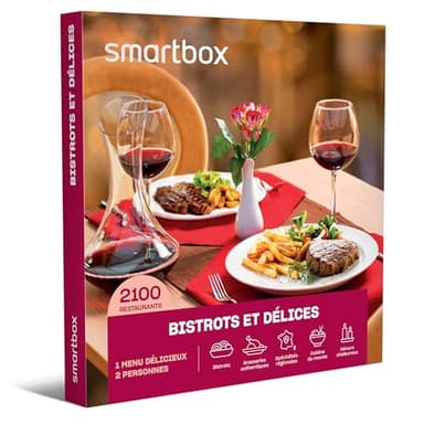 SMARTBOX - Coffret Cadeau Homme, Femme ou Couple - Idée cadeau original : Repas pour deux dans les meilleures brasseries
