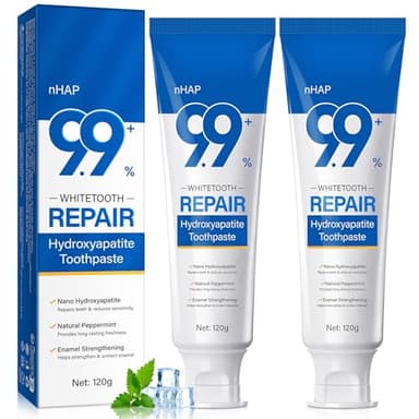 Lot de 2 dentifrices hydroxyapatite 9,9 % - Dentifrice hydroxyapatite, renforce les dents, nettoie et rafraîchit l'haleine (4,23 oz)