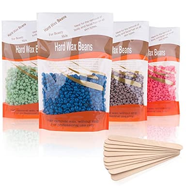 Perles de Cire, Perles de Cire Dure Professionnelle pour l'épilation 400g avec 10 Bâtons en Bois - Maillot Brésilien Visage Jambes Sourcils Indolore Cadeaux pour Femmes et Hommes