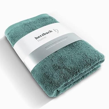 herzbach home Serviettes de Bain Premium 100 x 150 cm (Vert Océan) | Grandes, moelleuses et absorbantes de qualité supérieure | en 100% Coton Naturel