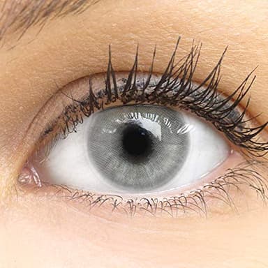 Glamlens lentilles de couleur grises naturelles colorées très haute opacité Pisa Gray + étuis à lentilles de contact I 1 paire (2 pièces) I 90 Jours I sans correction I 0,00 Dioptries