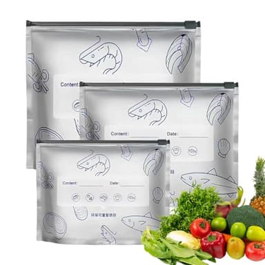 Lot de 30 sacs de rangement réutilisables en aluminium avec fermeture éclair, conservation prolongée des aliments, organiseurs de -manger pour viandes, fruits de mer, légumes et collations, 20 x