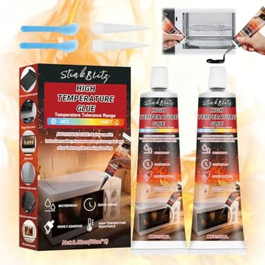 Colle Haute Température, Silicone Noir Haute Température, Colle Haute Temperature Four, Mastic Refractaire Convient pour Fours,Four à micro-ondes, plaque à induction,Foyers,50ml,2 Pièces