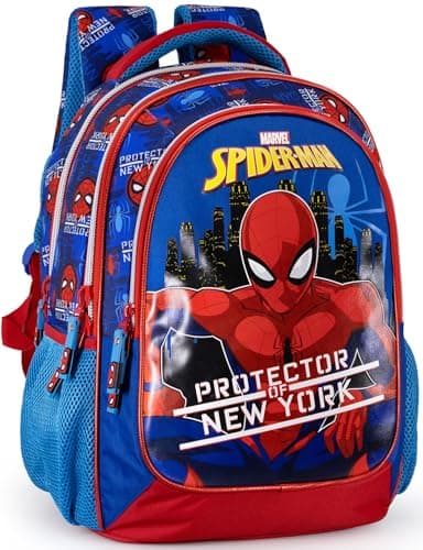 Sac à dos scolaire garçon 43×33×15 cm – ergonomique, bretelles rembourrées, fond renforcé – école primaire CP, CE1, CE2 – avec passant valise – Pour Spiderman Fan