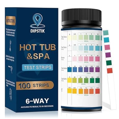 DIPSTIK Bandelettes de test pour piscine et spa - Test précis de l'eau de natation pour le pH, la dureté totale, le brome, le chlore libre et le chlore total, bandelettes de test 6 en 1 pour piscine