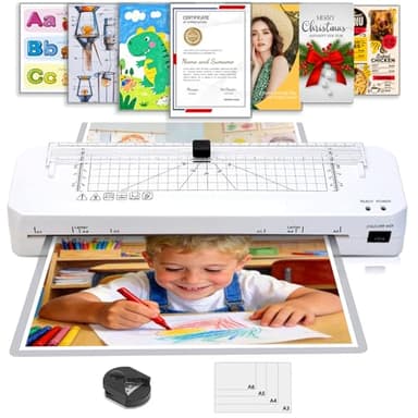 Plastifieuse, Plastifieuse A3 Machine avec Coupe-Papier intégré à Plastifier Thermique et à Froid, Plastification avec Arrondisseur D'angles pour A3 A4 A5 A6
