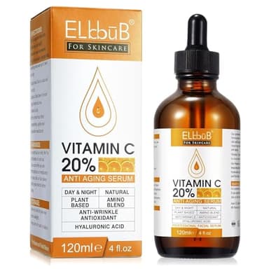 Sérum Vitamine C 20% - Une formule puissante et avancée - Acide Hyaluronique, Rétinol et un mélange d'huile d'Eglantier et de Jojoba - Gel Anti-âge, Anti-rides et Anti-taches