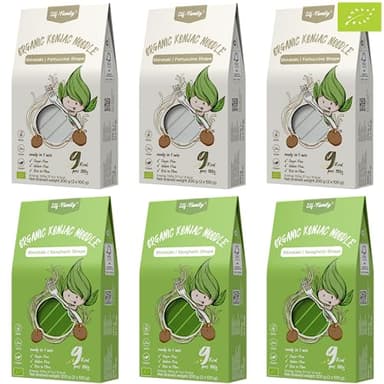 Bio Konjac Pates Vegan Sans Gluten/Prêt à l'Emploi/Sans Rinçage 270g x6 Box (12 Pack), Elf-Family Shirataki de Konjac Nouille de Konjac/Keto/Faible en Calories/Sans Sucre -Spaghetti&Fettuccine