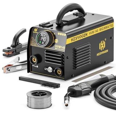 H HZXVOGEN Poste à Souder Fil Fourré Sans Gaz Mini Poste de Soudage Portable 140A 220V 3 en 1 MIG/ARC/Lift TIG Inverseur Soudeuse Équipement pour Soudage (HVM140)