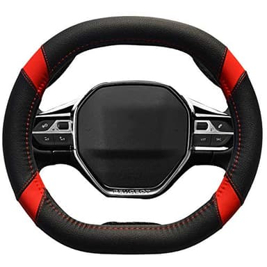 Mayco Bell Housse de Volant de Voiture en Cuir en Microfibre Couvre Volant pour Peugeot 3008 4008 5008 2016-2019 508 208 2019 e-208 (Rouge)