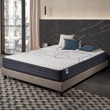 NATURALEX - Matelas PerfectSleep 140x190 cm - 21 cm - Soutien Mousse à mémoire de Forme - Accueil Blue Latex - Confort Équilibré - Respirant - 7 Zones - Réversible Face été/Hiver - Fabriqué en Europe