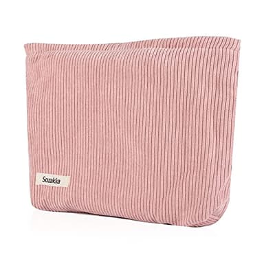 Petite Pochette Maquillage Trousse de Maquillage Tissu Sac à Cosmétiques à Glissière Sacs à Main Portables pour Femmes Trousse de Toilette Voyage Imperméable pour Port Quotidien,Stockage-Rose