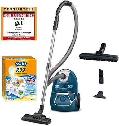 Rowenta Aspirateur ultra silencieux 750 W = 2000 W avec sac, filtre hygiénique, embout pour parquet - Bleu Promopack mit Swirl Staubbeutel bleu