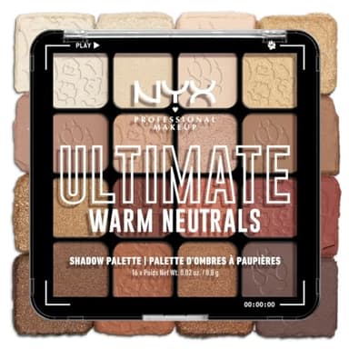 NYX Professional Makeup Palette de Fards à Paupières Ultimate Shadow, 16 couleurs, Finition Intense et Longue Durée, Formule Vegan Sans Ingrédients d'Origine Animale ou Dérivé, Warm Neutrals