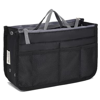 YUEMING Organisateur de Sacs à Main, Femmes Sac de Rangement Intérieur Bag avec 13 Poches Grand Extensible Bourse avec Fermeture Eclair et Poignée pour Documents, Téléphone, Cosmétiques et Clés