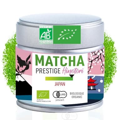 ORIGEENS THE MATCHA CEREMONIE BIO PRESTIGE HINOTORI - Thé matcha Bio Japonais - Usucha/Koicha/Matcha Latte - Poudre de Thé Vert Matcha Cérémonial Boîte 30g