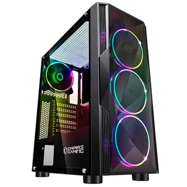 EMPIRE GAMING - Boitier PC Gamer Diamond - ARGB Moyenne Tour ATX et ITX - Façade Diamant Plexiglas et Paroi Latérale en Verre Trempé - 4 Ventilateurs 3 pins 5 Volts LED RGB Adressable 120 mm - MB Sync